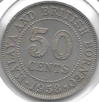 Monedas - Europa - Gran BretaÃ±a ( Malaya) - 4.1 - 1958 - 50 Ct - Click en la imagen para cerrar