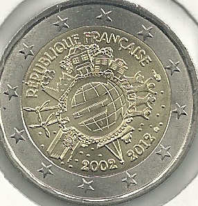 Monedas - Euros - 2€ - Francia - Año 2012 - Décimo Aniversario - Click en la imagen para cerrar