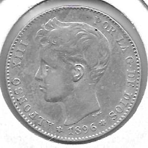 Monedas - EspaÃ±a - Alfonso XIII ( 17-V-1886/14-IV) - 71 - 1896 - Peseta - Plata - Click en la imagen para cerrar