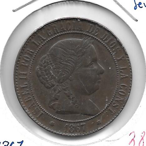 Monedas - EspaÃ±a - Isabel II (1833 - 1868) - 231 - 1867 - 5 ct escudo - sevilla - Click en la imagen para cerrar