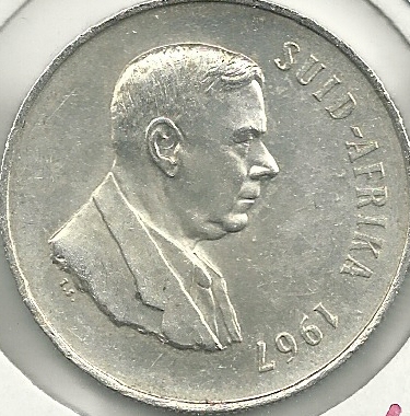 Monedas - Africa - Sudáfrica - 72.2 - Año 1967 - Rand - Click en la imagen para cerrar