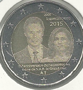 Monedas - Euros - 2€ - Luxemburgo - Año 2015 - Boda Real - Click en la imagen para cerrar