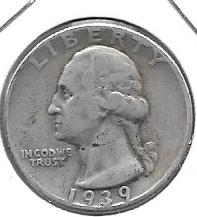 Monedas - America - Estados Unidos - 164 - Año 1939 - Año 1939 - 25 ct - Click en la imagen para cerrar