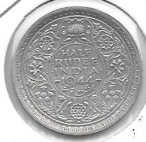 Monedas - Europa - Gran bretaña (India Británica) - 552 - Año 1944 - 0.5 rupia - Click en la imagen para cerrar