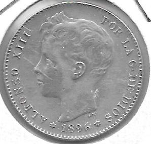 Monedas - EspaÃ±a - Alfonso XIII ( 17-V-1886/14-IV) - 71 - 1896*18*96 - Pt - Plata - Click en la imagen para cerrar