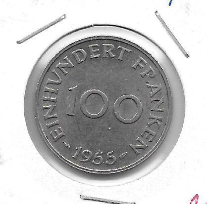 Monedas - Europa - Alemania (Sarland) - 4 - 1954 - 100 franken - Click en la imagen para cerrar