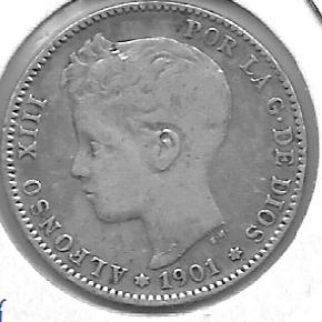 Monedas - EspaÃ±a - Alfonso XIII ( 17-V-1886/14-IV) - 74 - 1901 - Peseta - Plata - Click en la imagen para cerrar