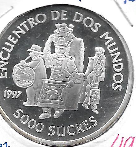 Monedas - America - Ecuador - 100 - 1997 - 5000 sucres - plata - Click en la imagen para cerrar