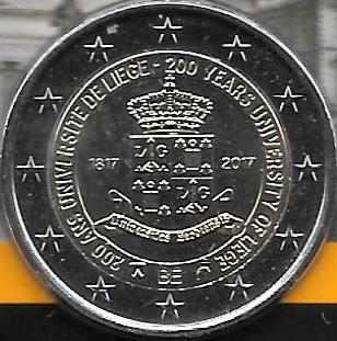 Monedas - Euros - 2€ - Belgica - Año 2017 - Universidad de Lieja - Click en la imagen para cerrar