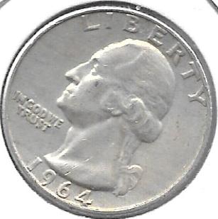 Monedas - America - Estados Unidos - 164 - Año 1964D - 1/4 Dollar - Click en la imagen para cerrar