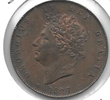 Monedas - Europa - Gran Bretaña - 692 - Año 1827 - 1/2 Penny - Click en la imagen para cerrar