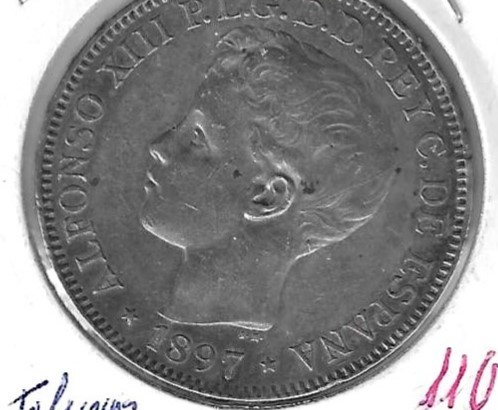 Monedas - EspaÃ±a - Alfonso XIII ( 17-V-1886/14-IV) - 156 - 1897 - 5 pesetas - plata - Filipinas - Click en la imagen para cerrar