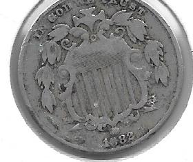 Monedas - America - Estados Unidos - 97 - 1882 - 5 ct - Click en la imagen para cerrar