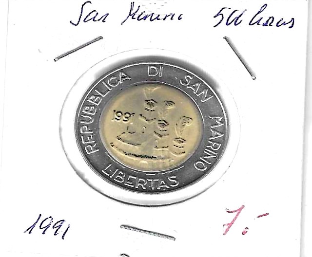 Monedas - Europa - San Marino - 269 - 1991 - 500 liras - Click en la imagen para cerrar