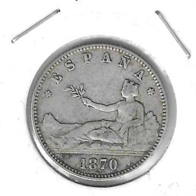 Monedas - EspaÃ±a - Gobierno Provisional - 58 - 1870*70 - peseta - Click en la imagen para cerrar