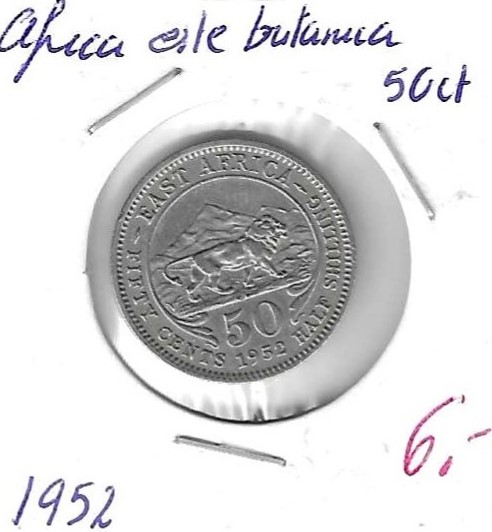 Monedas - Europa - Gran bretaÃ±a (Afr. este britÃ¡nic - 30 - 1952 - 50 ct - Click en la imagen para cerrar