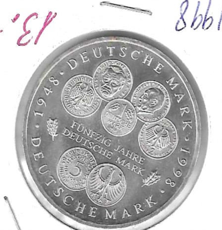 Monedas - Europa - Alemania - 195 - 1998 - 10 marcos - plata - Click en la imagen para cerrar