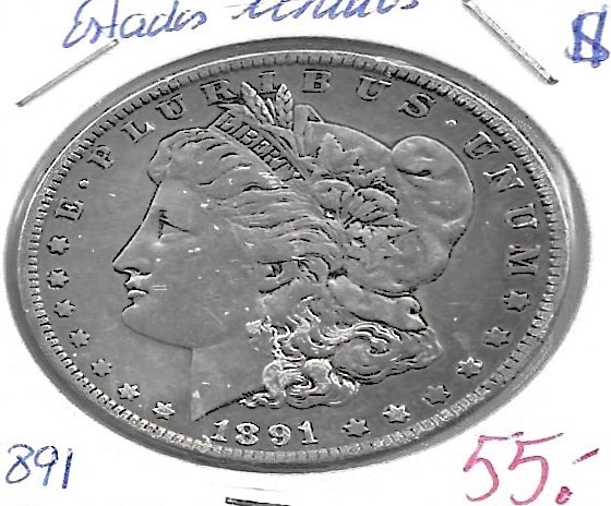 Monedas - America - Estados Unidos - 110 - 1891 - dollar - plata - Click en la imagen para cerrar