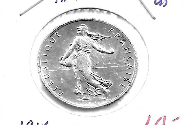 Monedas - Europa - Francia - 845.1 - 1917 - 2 francos - plata - Click en la imagen para cerrar