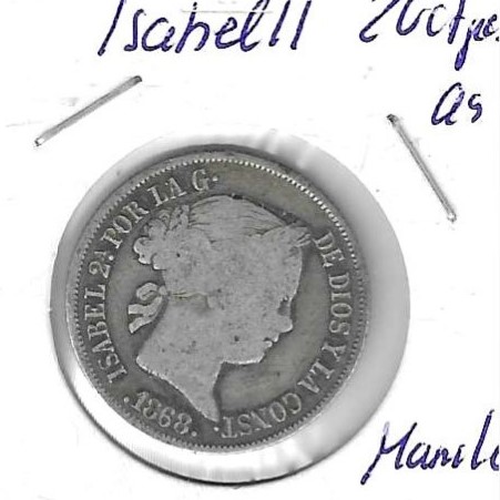 Monedas - EspaÃ±a - Isabel II (1833 - 1868) - 435 - 1868 - 20 ct peso - plata - Manila - Click en la imagen para cerrar