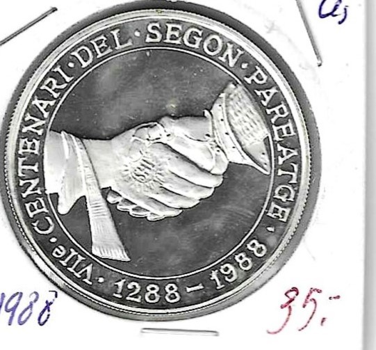 Monedas - Europa - Andorra - 44.2 - 1988 - 25 diner - plata - Click en la imagen para cerrar