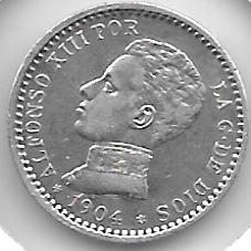 Monedas - EspaÃ±a - Alfonso XIII ( 17-V-1886/14-IV) - 45 - 1904*0*4 - 50 Cent - Plata - Click en la imagen para cerrar