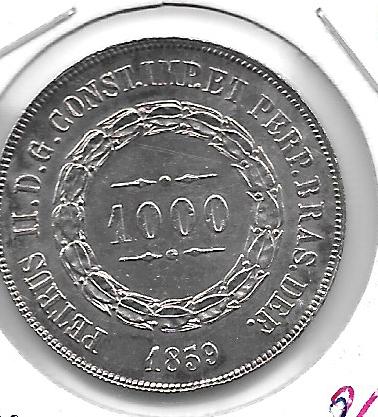 Monedas - America - Brasil - - 1859 - 1000 reis - plata - Click en la imagen para cerrar