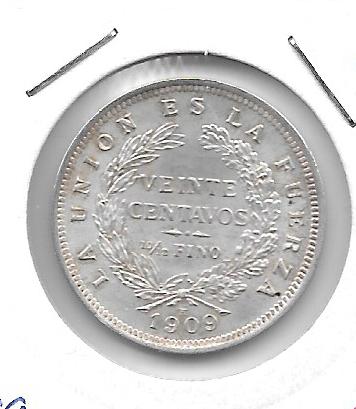 Monedas - America - Bolivia - 176 - 1909 - 20 ctv - plata - Click en la imagen para cerrar