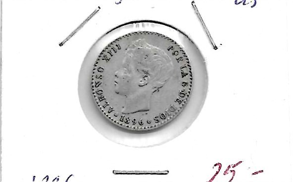 Monedas - EspaÃ±a - Alfonso XIII ( 17-V-1886/14-IV) - 43 - 1896*9*6 - 50 ct - plata - Click en la imagen para cerrar