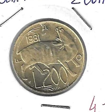 Monedas - Europa - San Marino - 123 - 1981 - 200 liras - Click en la imagen para cerrar