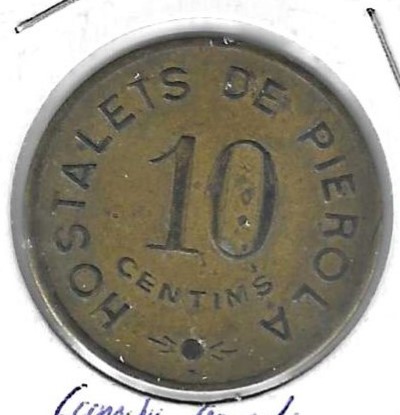 Monedas - Fichas Cooperativas y vales - - Cooperativa Agricola - Hostalets de Pierola - 10 ct - Click en la imagen para cerrar