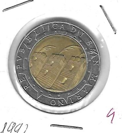 Monedas - Europa - San Marino - 286 - 1992 - 500 liras - Click en la imagen para cerrar