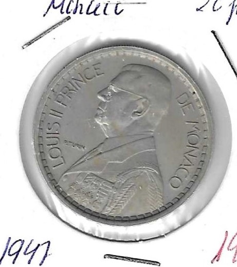 Monedas - Europa - Monaco - 124 - 1947 - 20 francos - Click en la imagen para cerrar