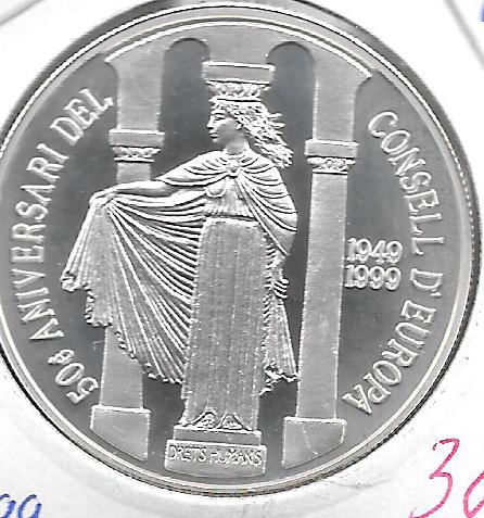 Monedas - Europa - Andorra - 154 - 1999 - 10 dinar - plata - Click en la imagen para cerrar