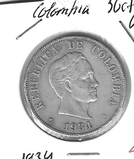 Monedas - America - Colombia - 274 - 1934 - 50 ctv - plata - Click en la imagen para cerrar