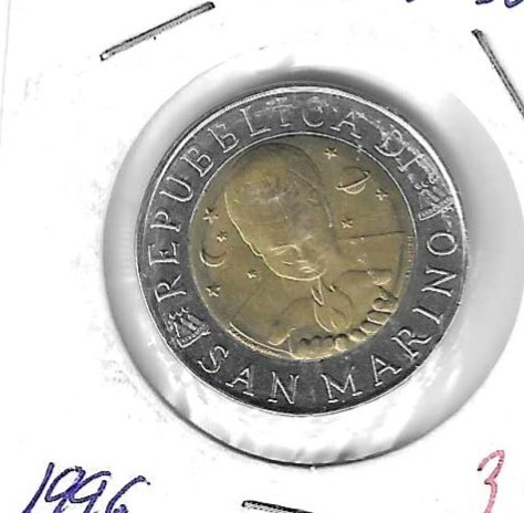 Monedas - Europa - San Marino - 357 - 1996 - 500 liras - Click en la imagen para cerrar