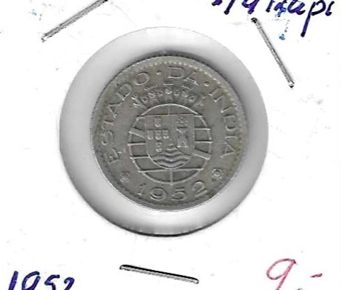 Monedas - Europa - Portugal (India portuguesa) - - 1952 - 1/4 rupia - Click en la imagen para cerrar