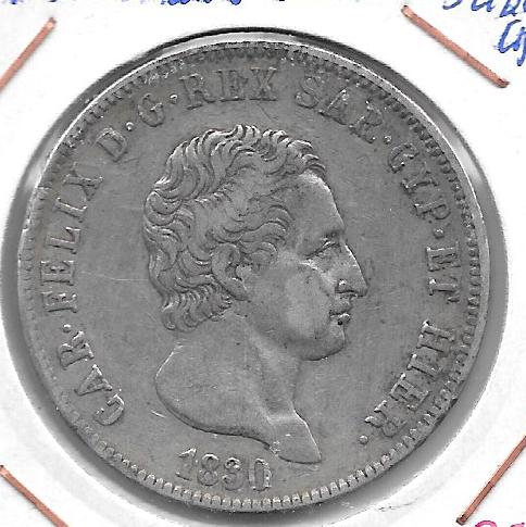 Monedas - Europa - Italia (Estados Italianos) - 116.2 - 1830 - 5 liras - CerdeÃ±a - Click en la imagen para cerrar