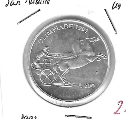 Monedas - Europa - San marino - 276 - 1992 - 500 liras - plata - Click en la imagen para cerrar