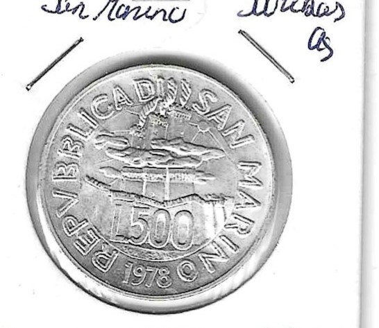 Monedas - Europa - San Marino - 84 - 1978 - 500 liras - plata - Click en la imagen para cerrar