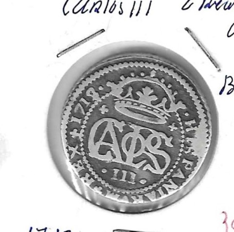 Monedas - EspaÃ±a - Carlos III, Archiduque de Austri - 33 - 1712 - 2 reales - plata - Barcelona - Click en la imagen para cerrar