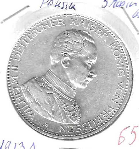 Monedas - Europa - Alemania - 536 - 1913A - Prusia - 5 marcos - plata - Click en la imagen para cerrar