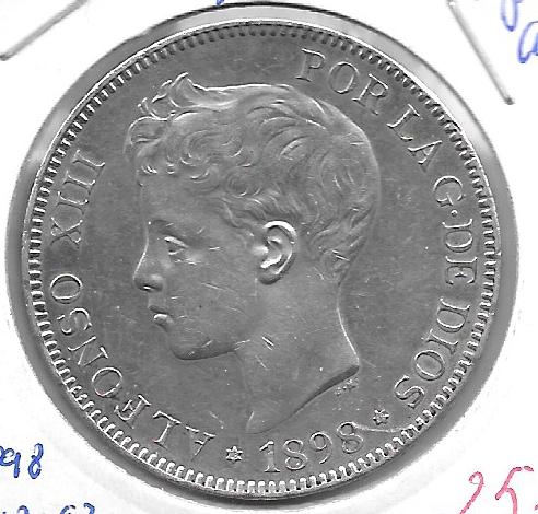 Monedas - EspaÃ±a - Alfonso XIII ( 17-V-1886/14-IV) - 152 - 1898*18*98 - 5 pesetas - plata - Click en la imagen para cerrar