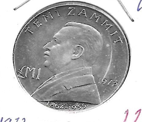 Monedas - Europa - Malta - 19 - 1973 - libra - plata - Click en la imagen para cerrar