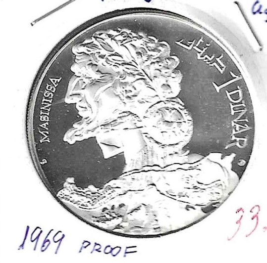 Monedas - Africa - Tunez - 293 - 1969 - dinar - plata - PROOF - Click en la imagen para cerrar