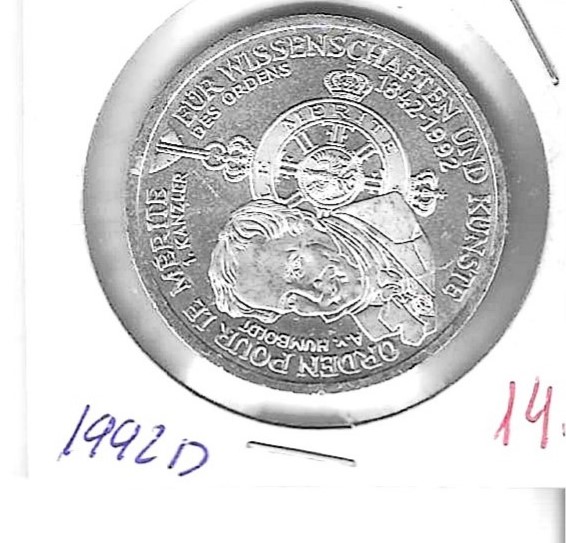 Monedas - Europa - Alemania - 179 - 1992D - 10 marcos - plata - Click en la imagen para cerrar