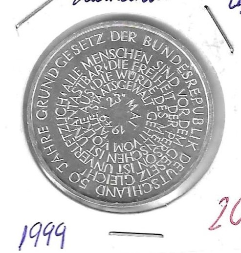 Monedas - Europa - Alemania - 196 - 1999 - 10 marcos - plata - Click en la imagen para cerrar