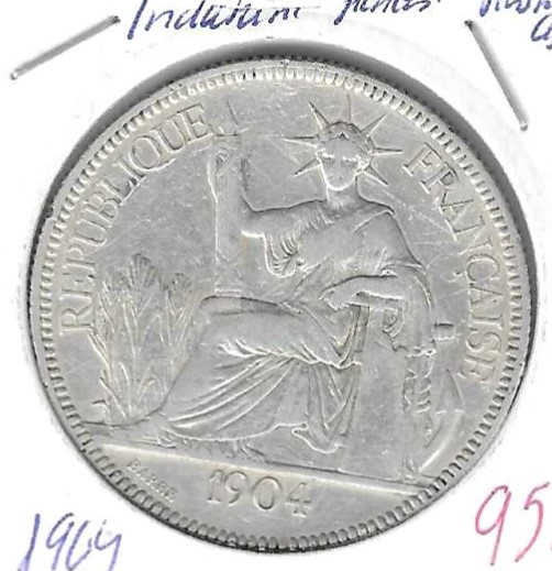 Monedas - Europa - Francia (Indochina francesa) - 5a1 - 1904 - Piastra - plata - Click en la imagen para cerrar