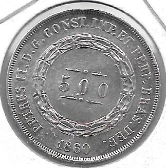 Monedas - America - Brasil - - 1860 - 500 reis - plata - Click en la imagen para cerrar