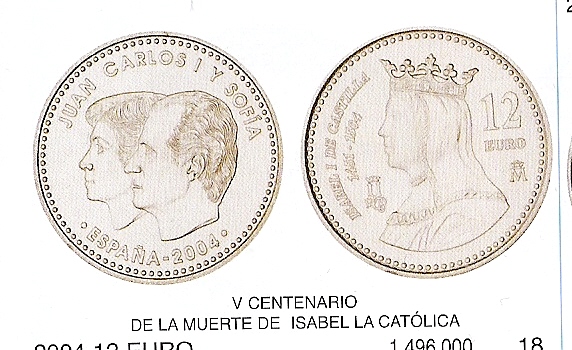 12€ - España - 004 - Año 2004 - V centenario de la muerte de isabel la católica - Click en la imagen para cerrar